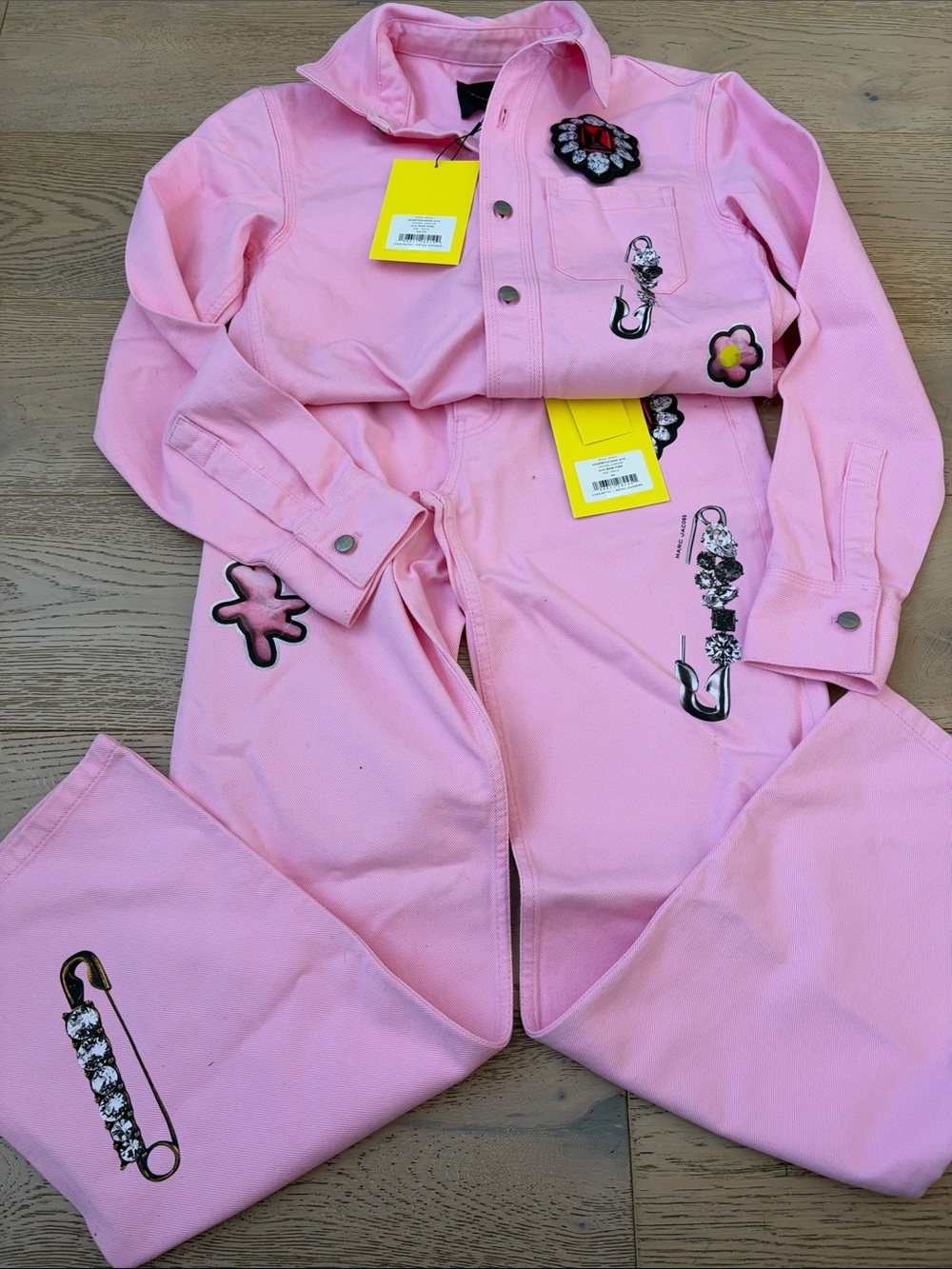 Marc Jacobs Pink Embellished Cotton Jumpsuit - Picture 2 of 7
